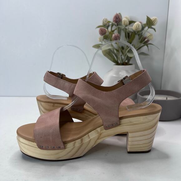Nisolo All Day Open Toe Clog Platform Chunky Wood Heel Pink Women's 6.5 NWOB - Picture 6 of 11